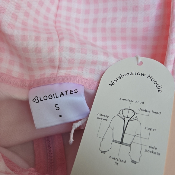 NWT Blogilates Marshmallow Full Zip Hoodie - Pink Gingham - Picture 8 of 11